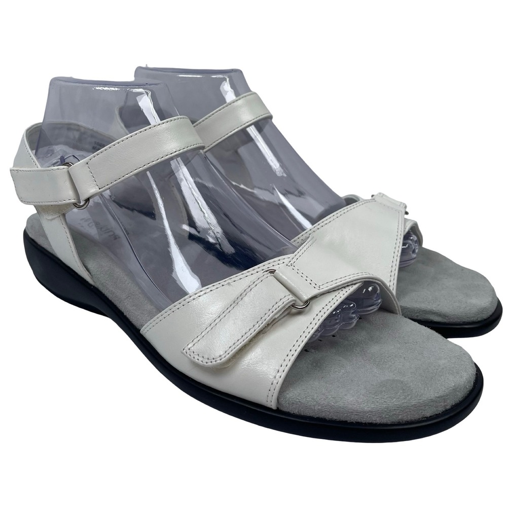 Walking Cradles Sky Sandals Womens 10.5 White Leather Strappy Comfort‎ W0348577M